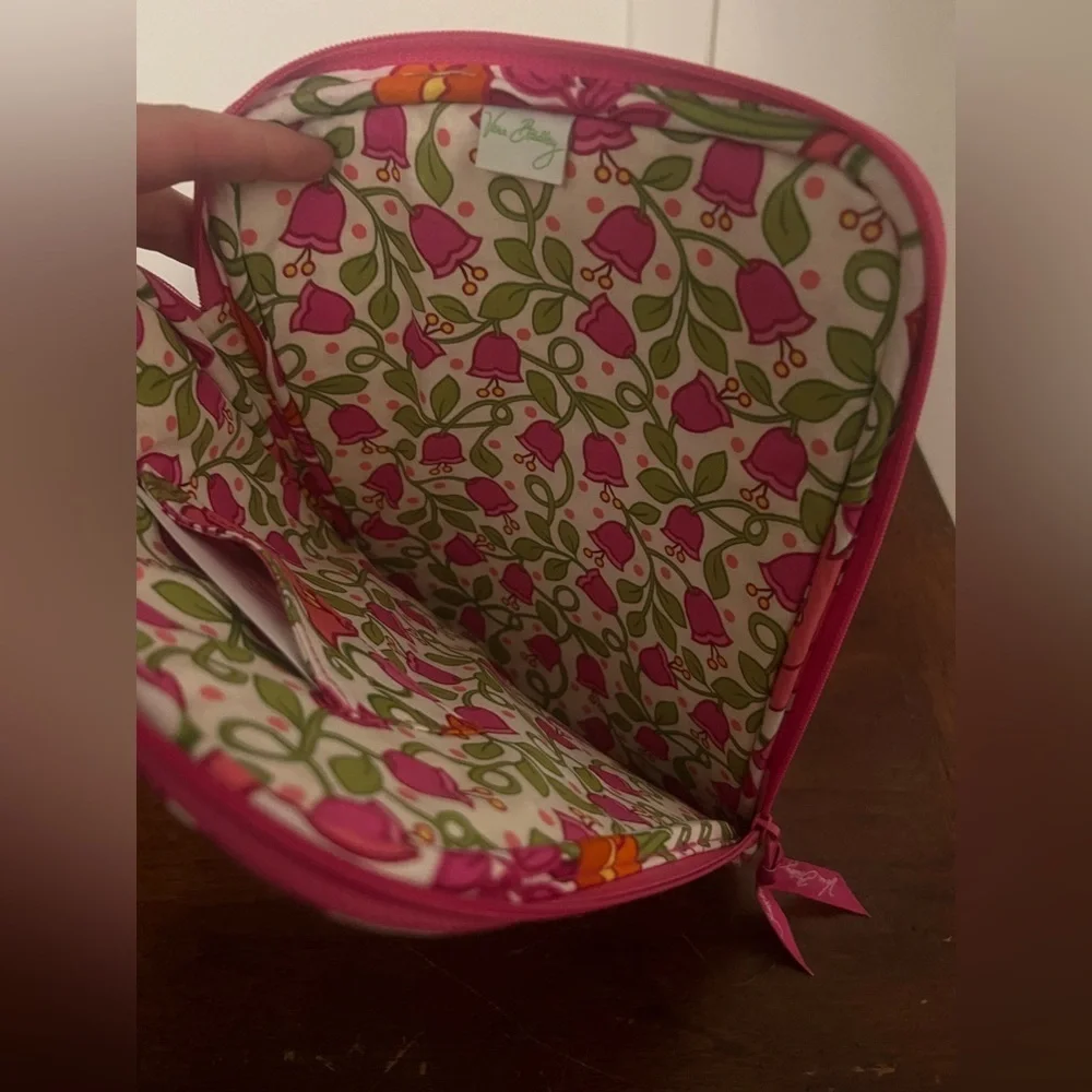 Vera Bradley Pink and Green Floral Quilted Pouch